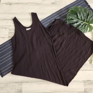 R-Clan By Jeanne Engelhart Maxi Side Slit Dress Textured Black Size Large